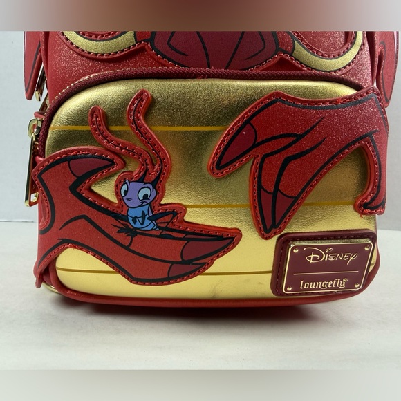 Loungefly Disney Mulan Glitter Mushu Figural Mini Backpack & Wallet - Picture 8 of 15